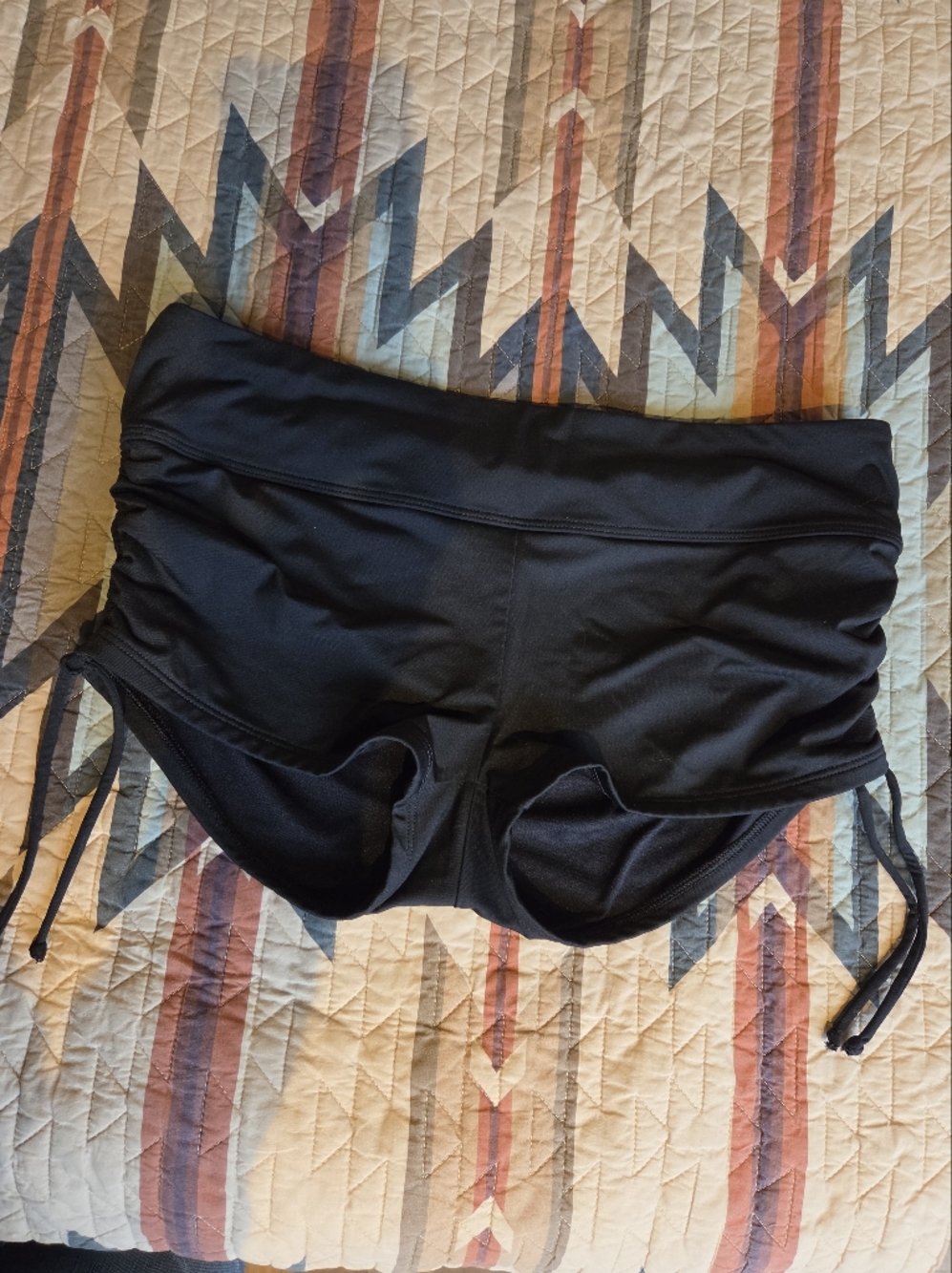 Athleta Black Women's Swim Bikini Bottom Boy Short With Side Ties